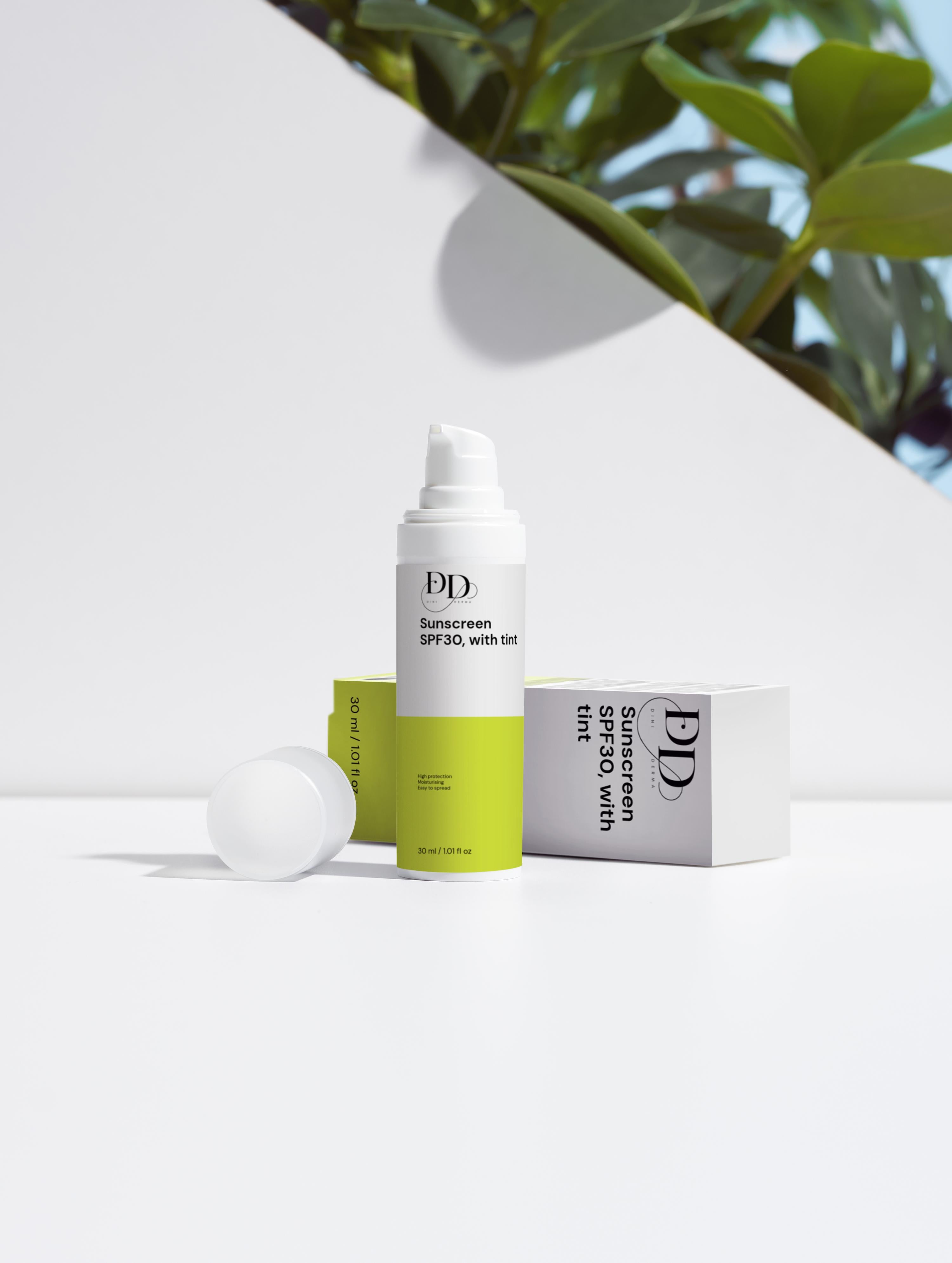 DINIDERMA Mineral Sunscreen SPF30, with tint